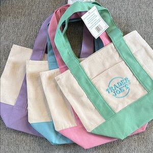 Canvas Tote Bags - set of 4 - pastel colors